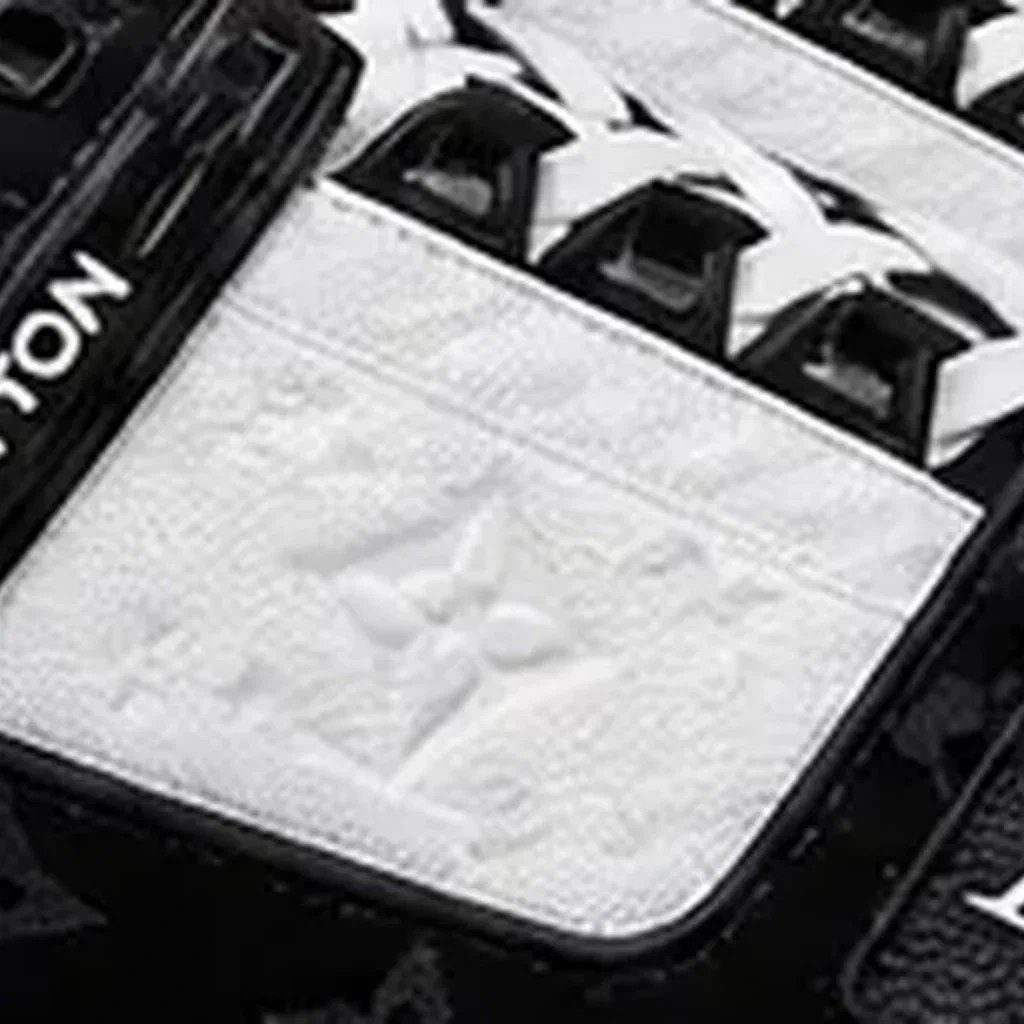 Detalle real del monograma y cordones del LV Trainer